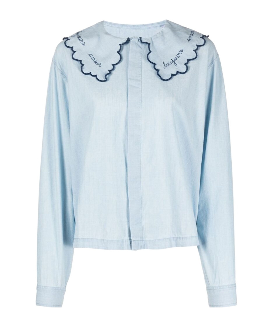 MAISON LABICHE OVERSIZE-COLLAR EMBROIDERED SHIRT