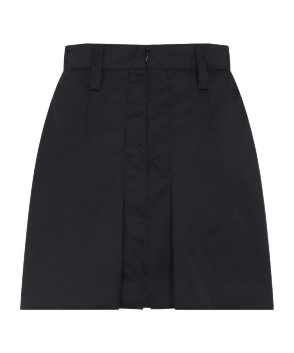 Prada Mini Skirt With Belt Loops And Pleats In Black