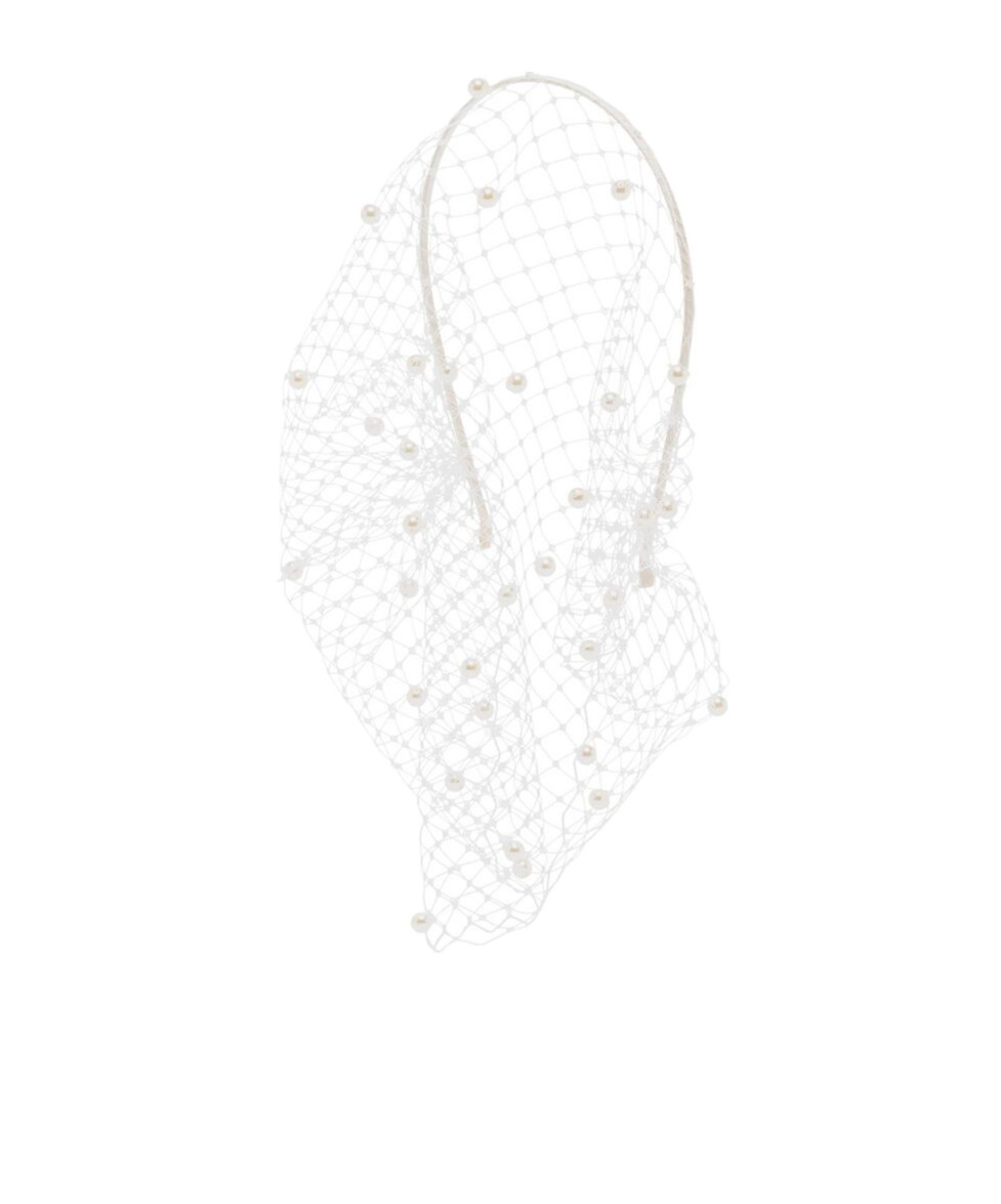 Jennifer Behr Violette Pearl-embellished Veil Headband In Cream