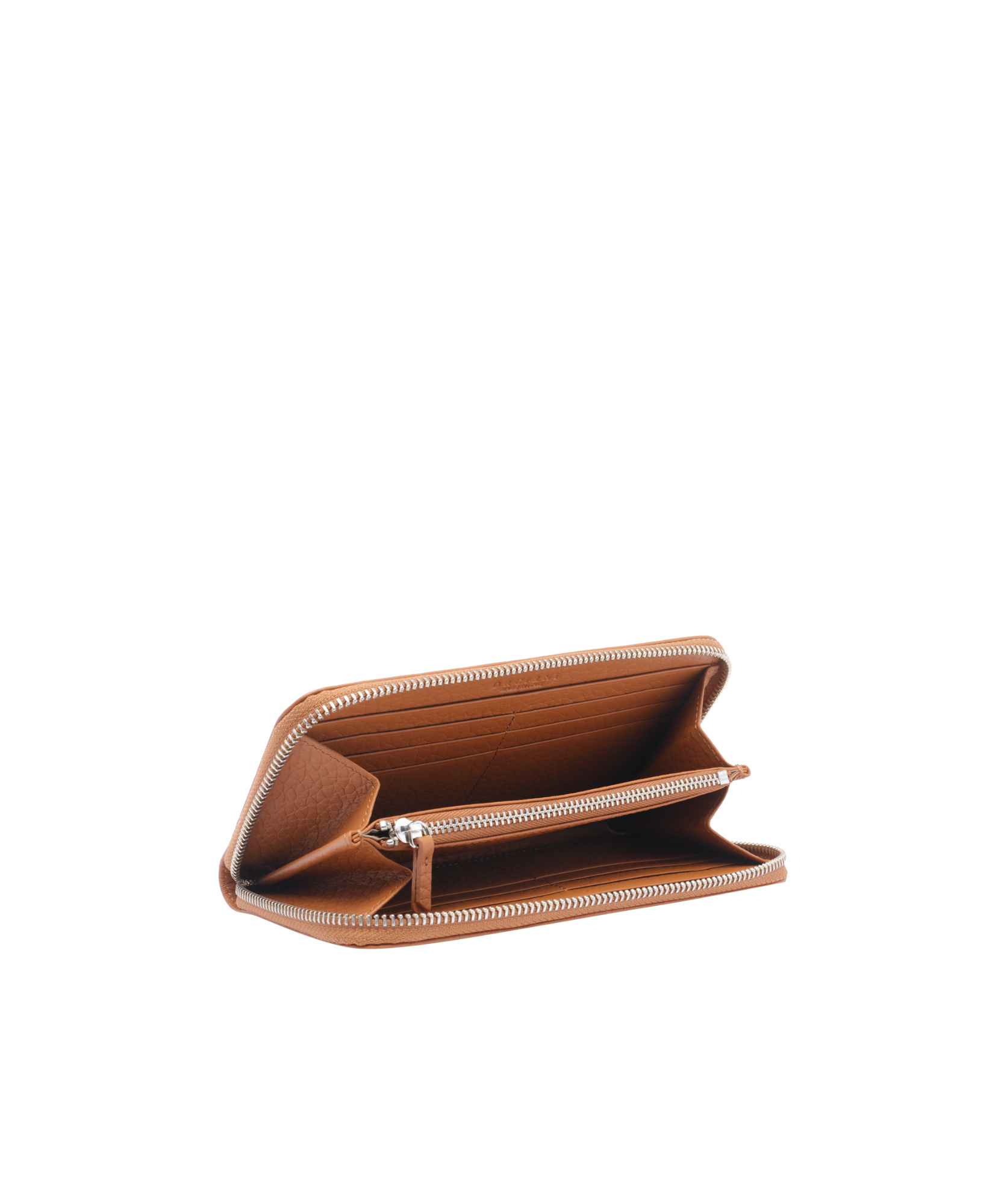 Orciani Textured Finish Zip Purse In Brown