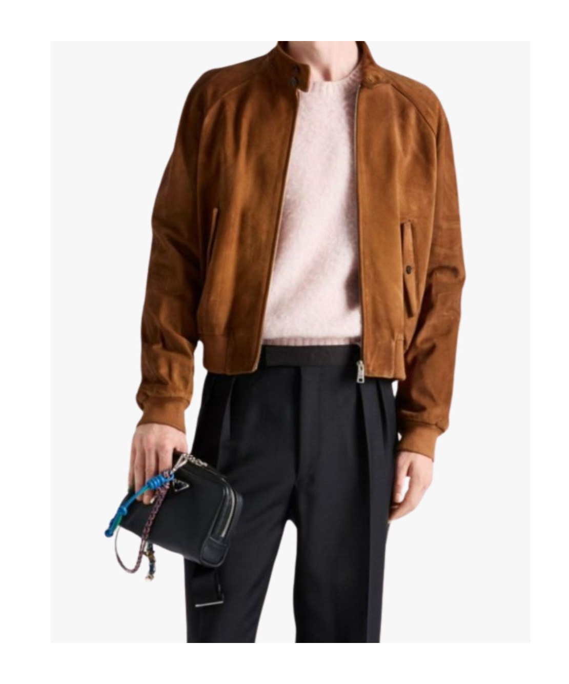 Prada Suede Bomber Jacket In Brown