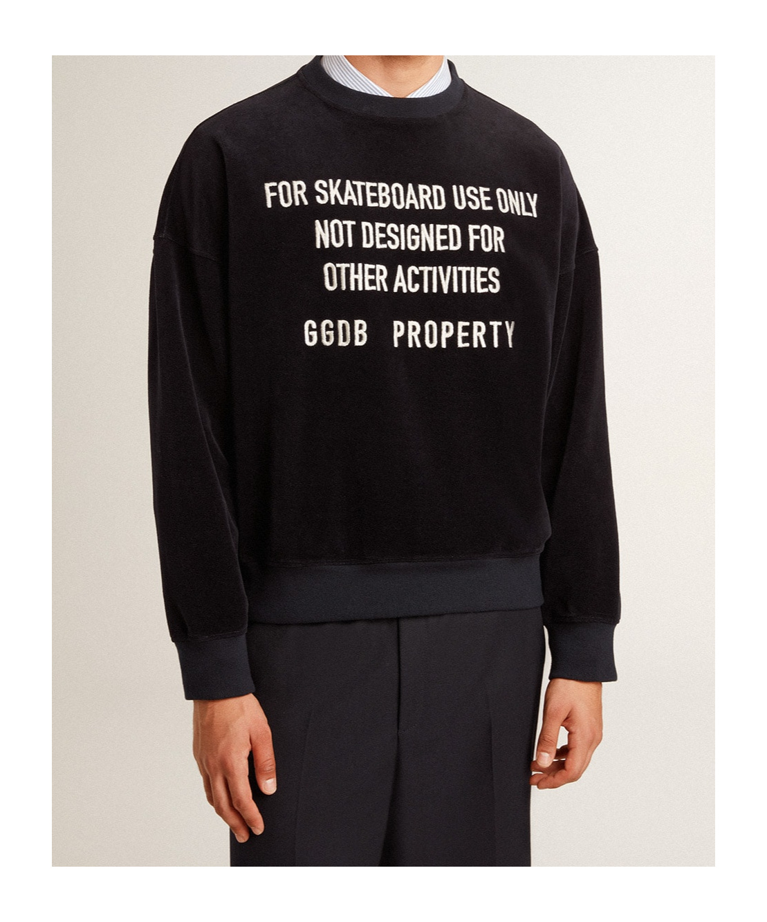 Golden Goose Black Chenille Embroidered Lettering Sweatshirt In Black