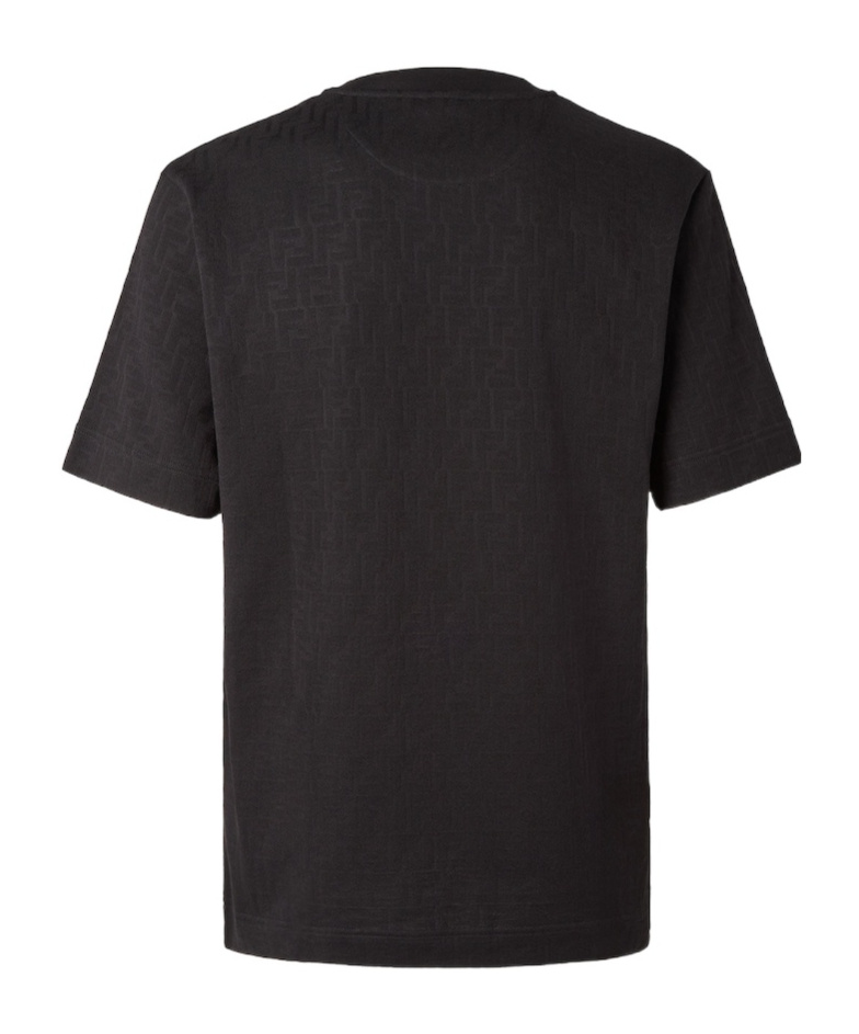 Fendi Monogrammed Geometric Pattern Crew Neck T-shirt In Black