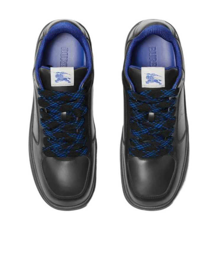 Burberry Terrace Leather Sneakers In Black