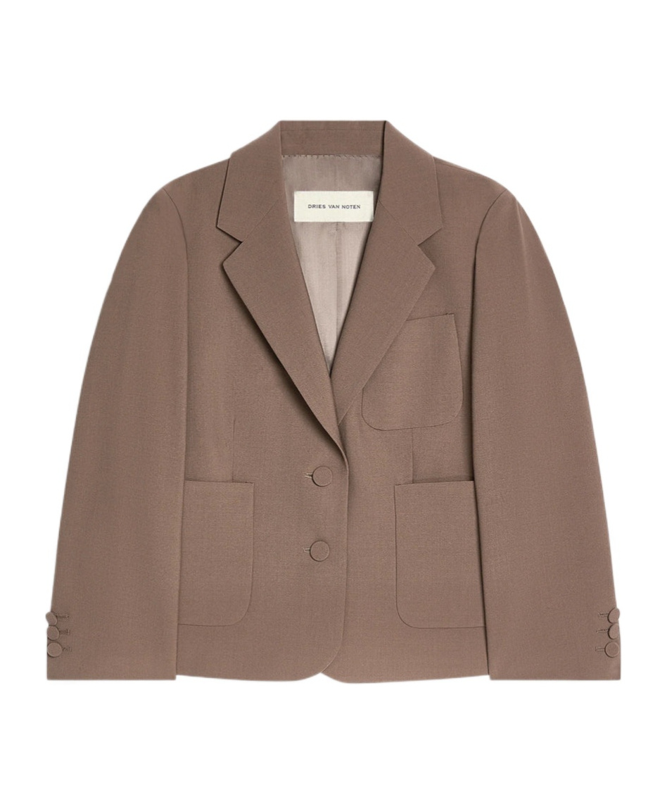Dries Van Noten Long-sleeved Suit Jacket In Brown