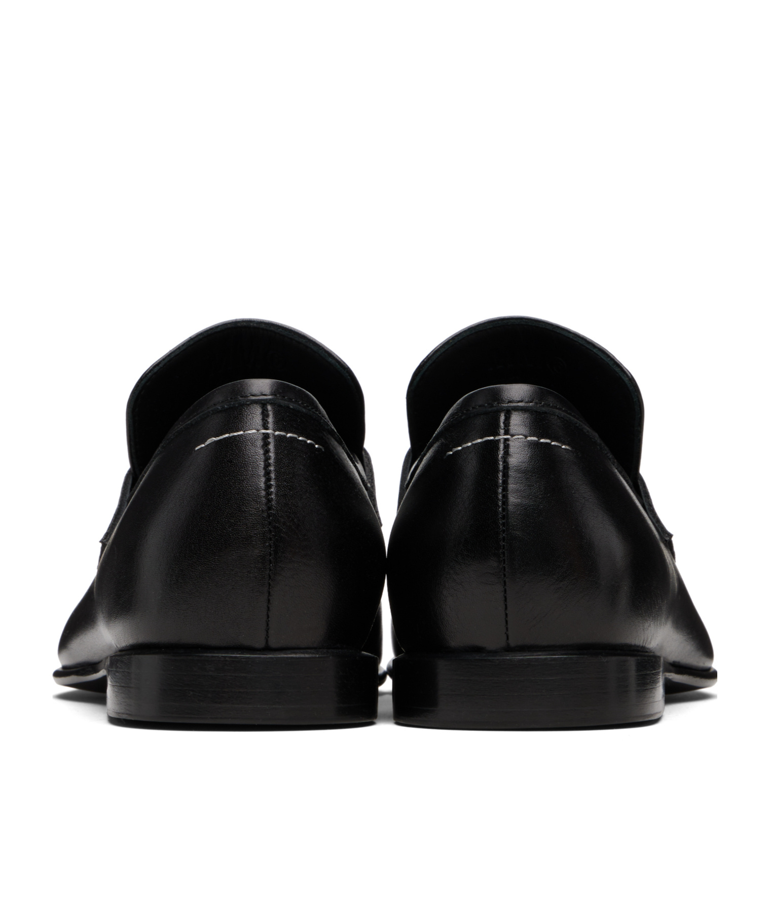 Mm6 Maison Margiela Refined Black Leather Loafers With Embossed Strap Detail In White