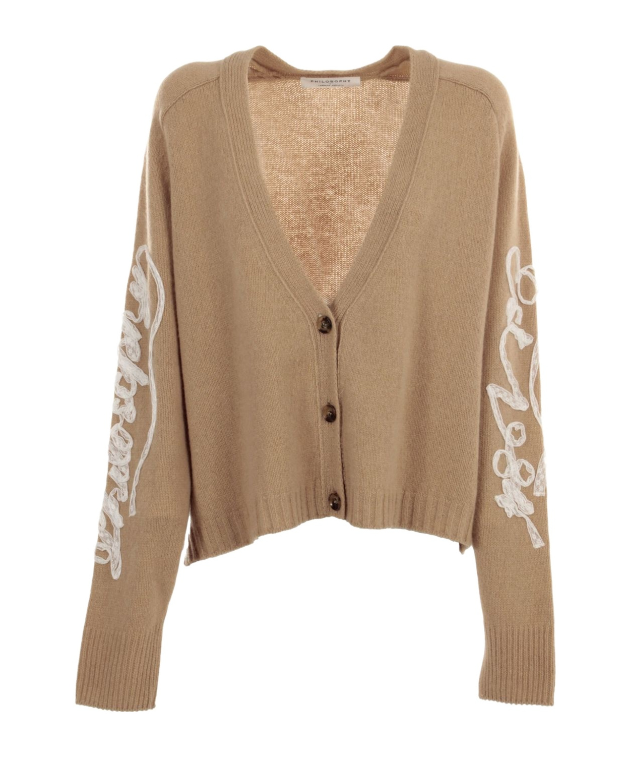 Shop Philosophy Di Lorenzo Serafini Logo-appliqué Cardigan In Nude