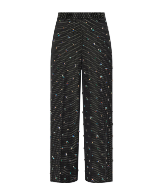 Dries Van Noten Penn Crystal Embellished Wide Leg Pants In Multi