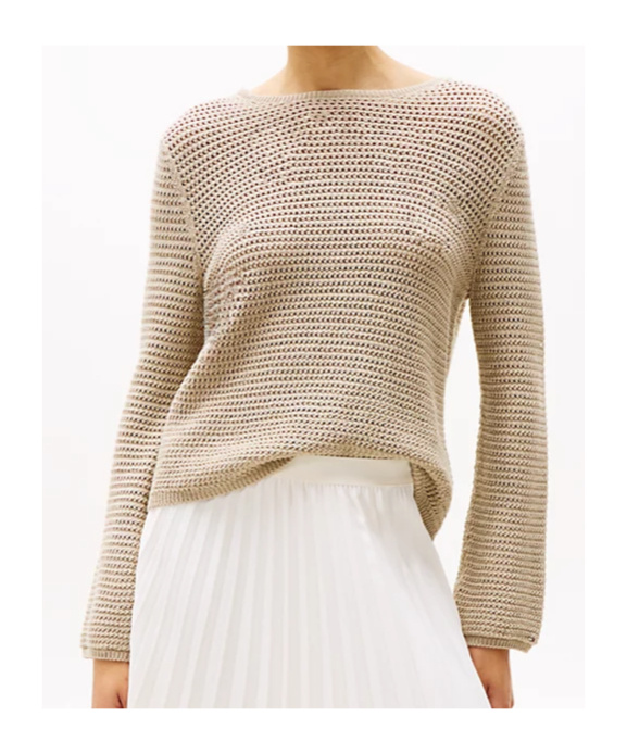 Tommy Hilfiger Pointelle Crochet Jumper In Brown