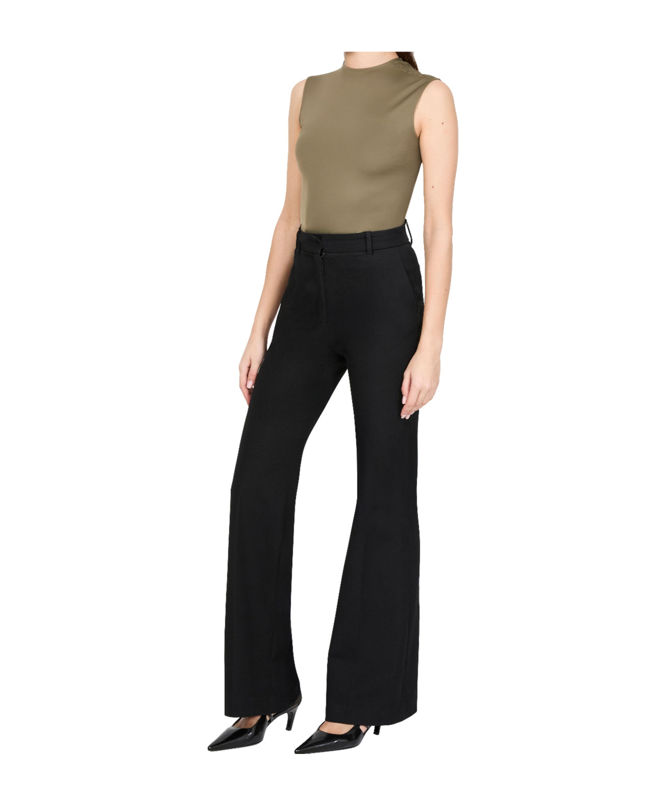Mugler Zippered Sleeveless Jumpsuit In Brown