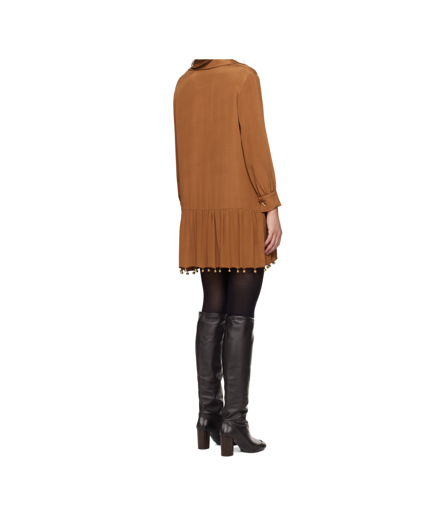 Shop Bode Long Sleeve Dress In Brown