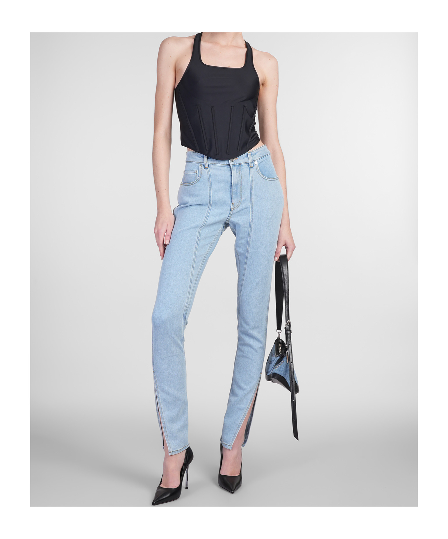 Mugler Sleeveless Corset In Blue