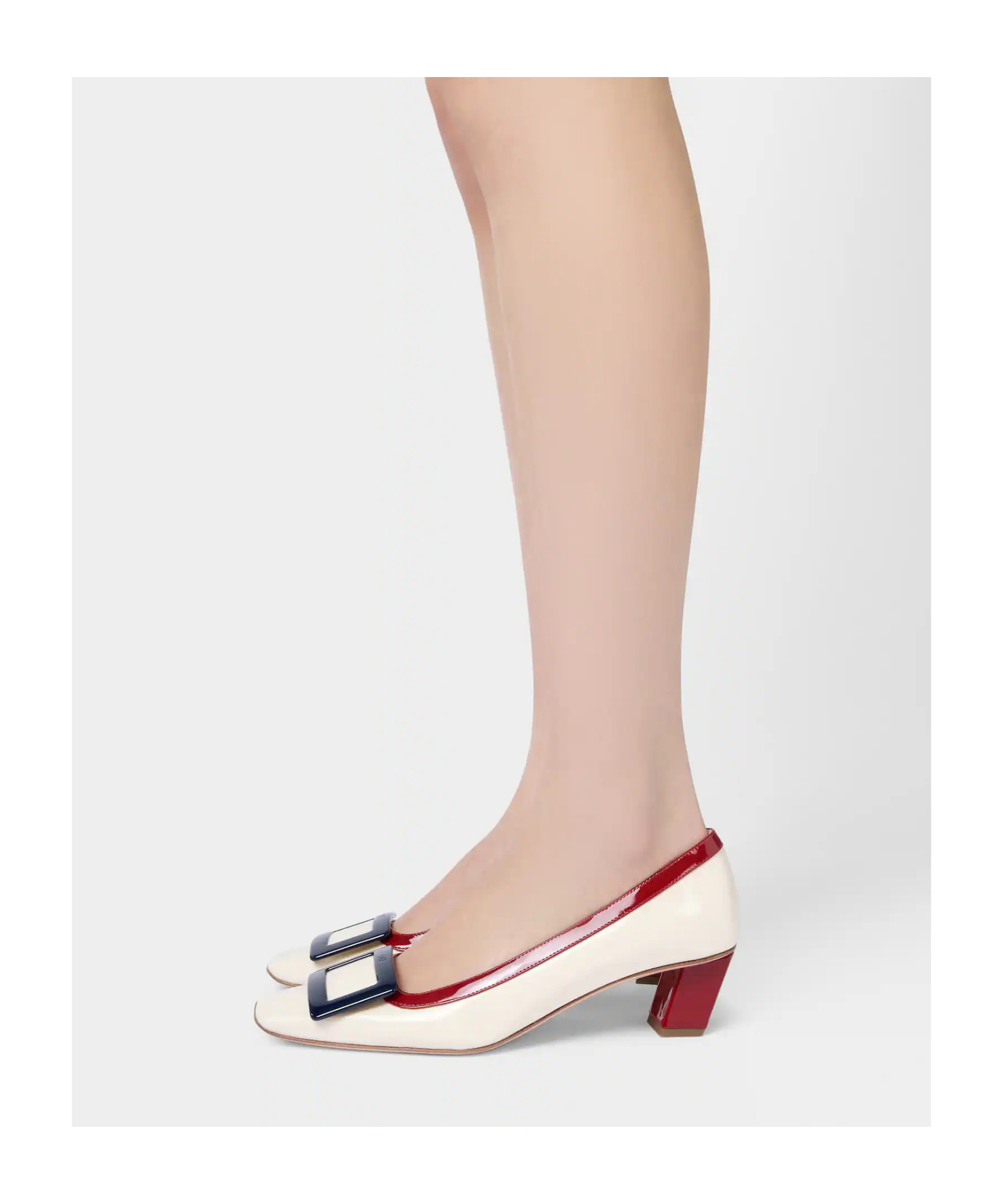 Roger Vivier Belle Vivier Pumps In Patent Leather In Gray White, Red