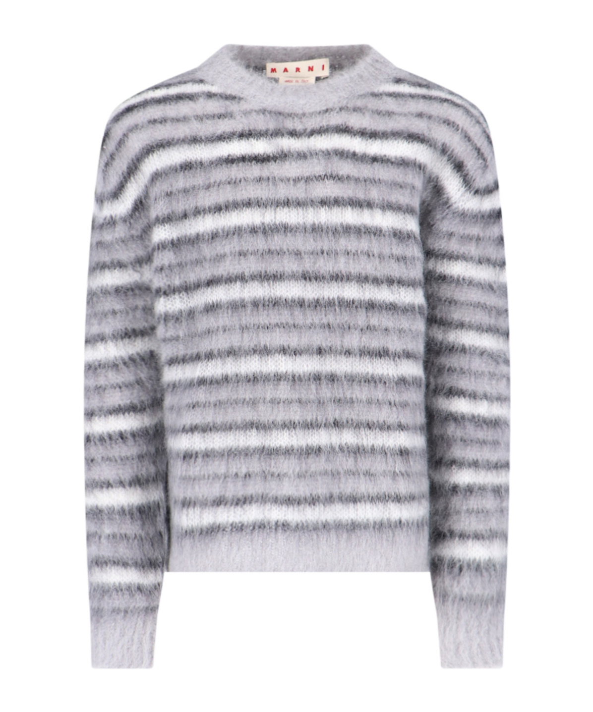 Marni Gray Fuzzy Wuzzy Striped Sweater In Gray