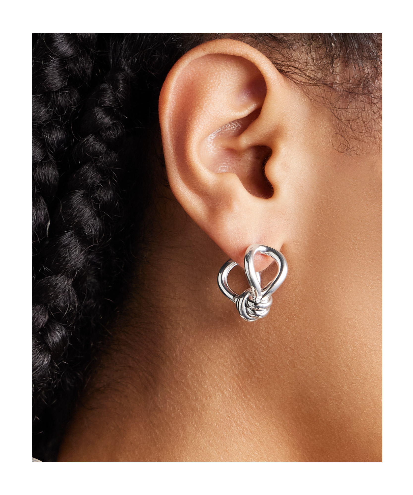 Bottega Veneta Knot Earrings In White