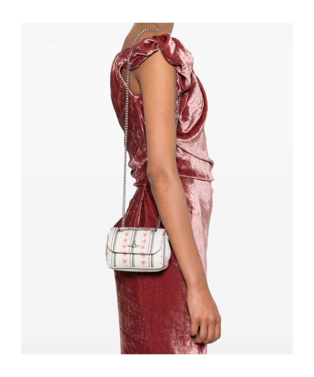 Vivienne Westwood Linen Heart Stripes Mini Bag In White