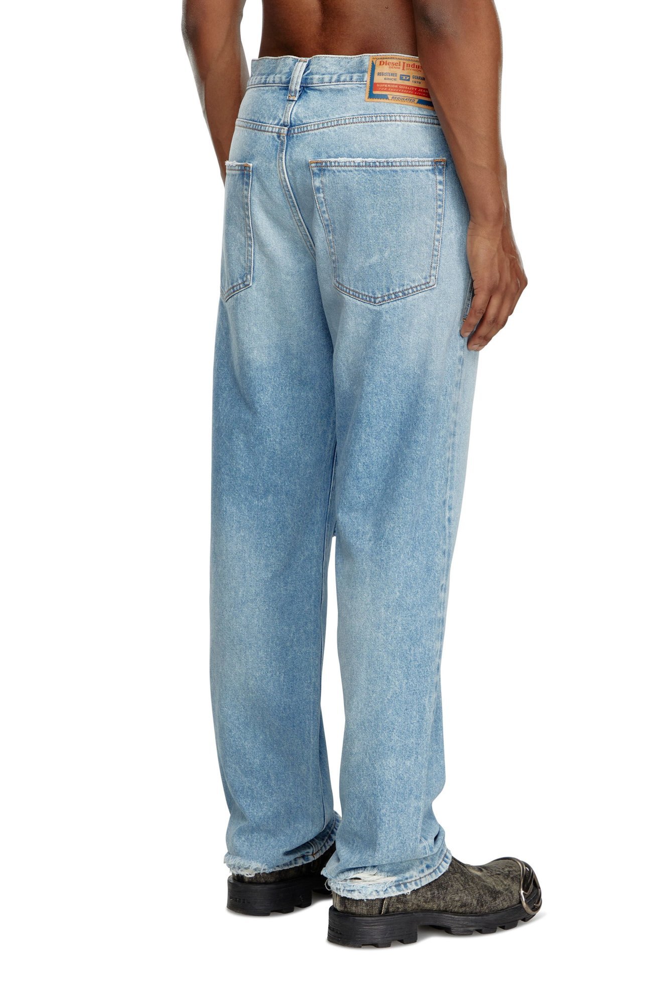 Diesel Straight-leg Ripped Jeans In Blue