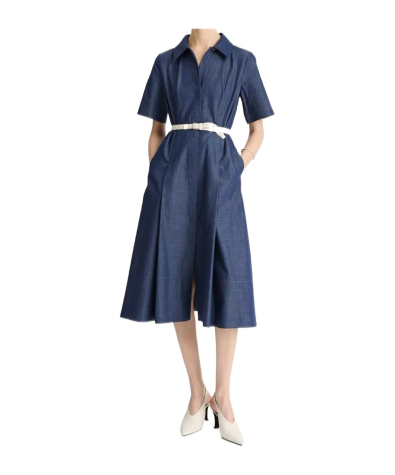 Vince Cotton-blend Denim Shirt Dress