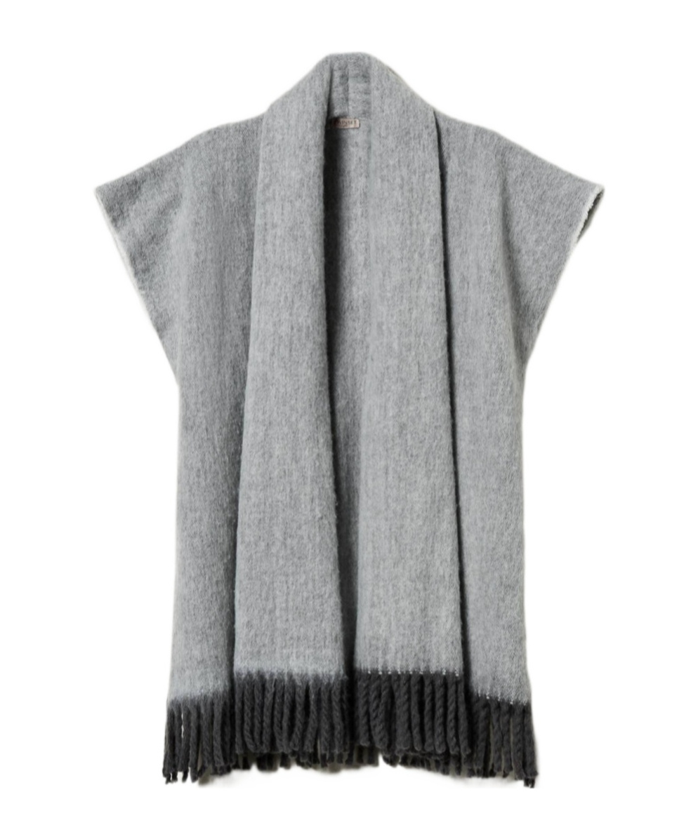 Twinset Fringed Shawl In Gray