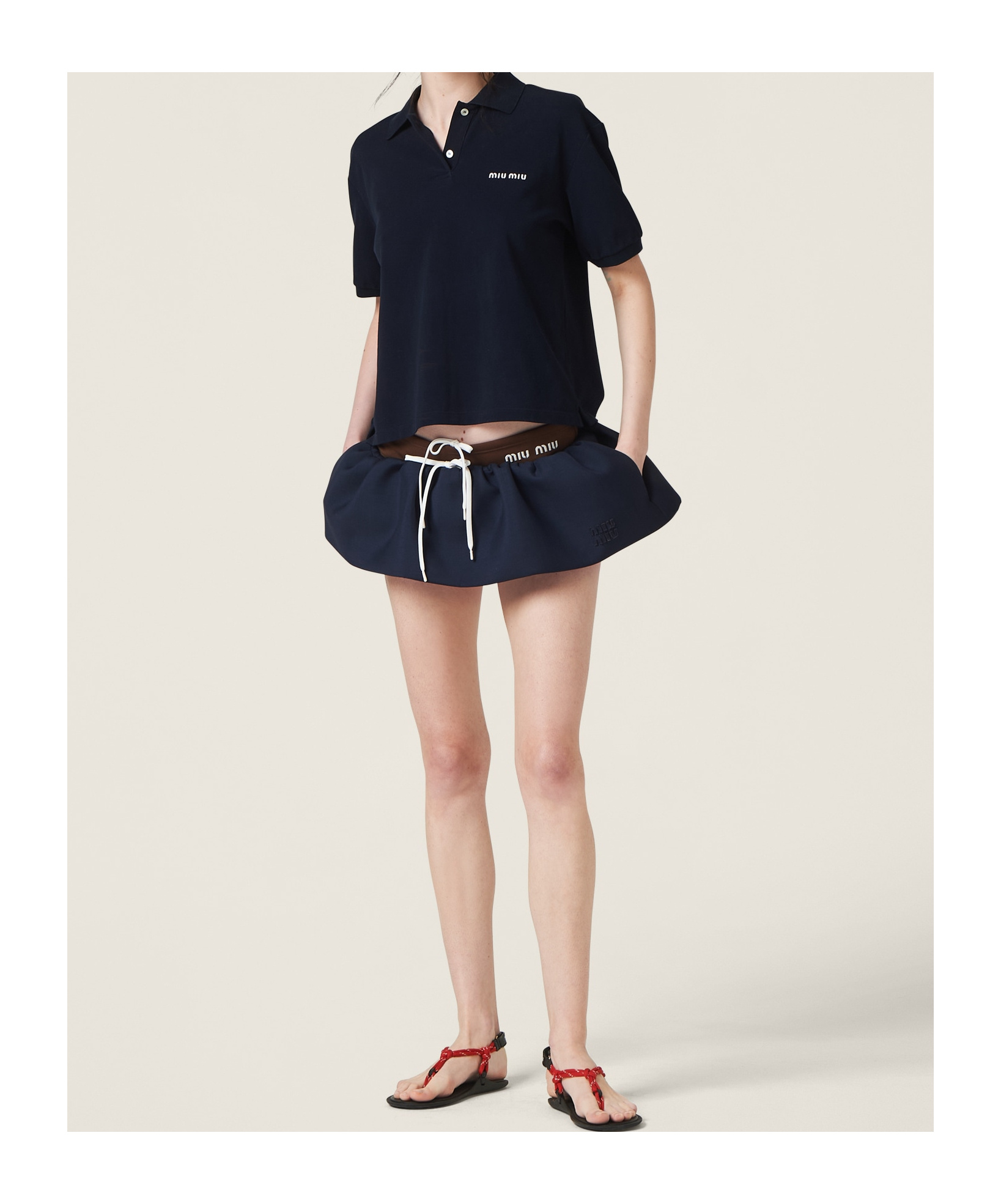 Miu Miu Cotton Piqué Polo Shirt In Blue