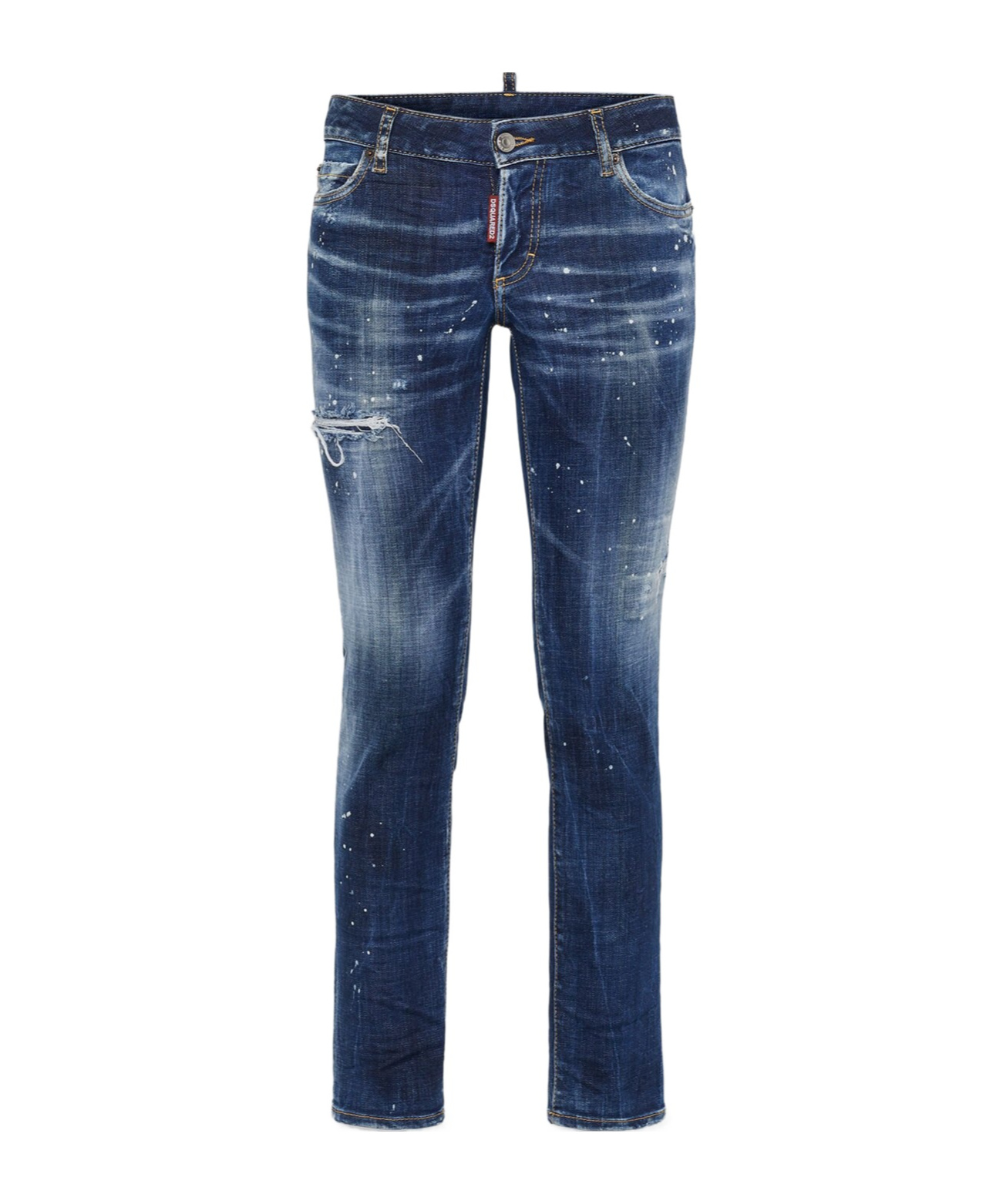 Dsquared2 Cropped Paint-splatter Jeans In Blue