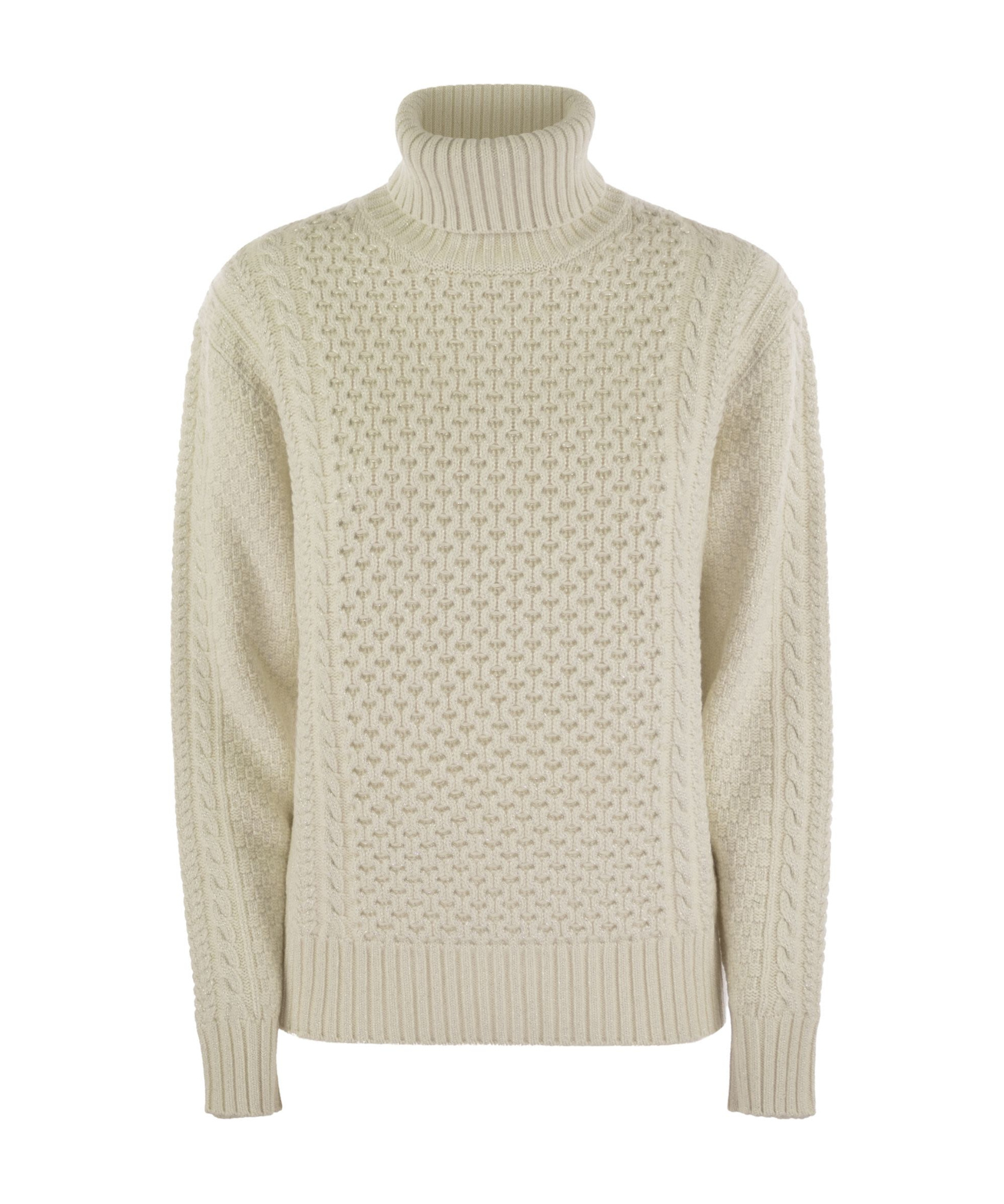 Fabiana Filippi Women's Turtleneck Jumper With Special Workmanship Sweater In Nude