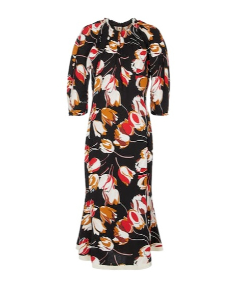 Marni Floral-printed Dress In Black