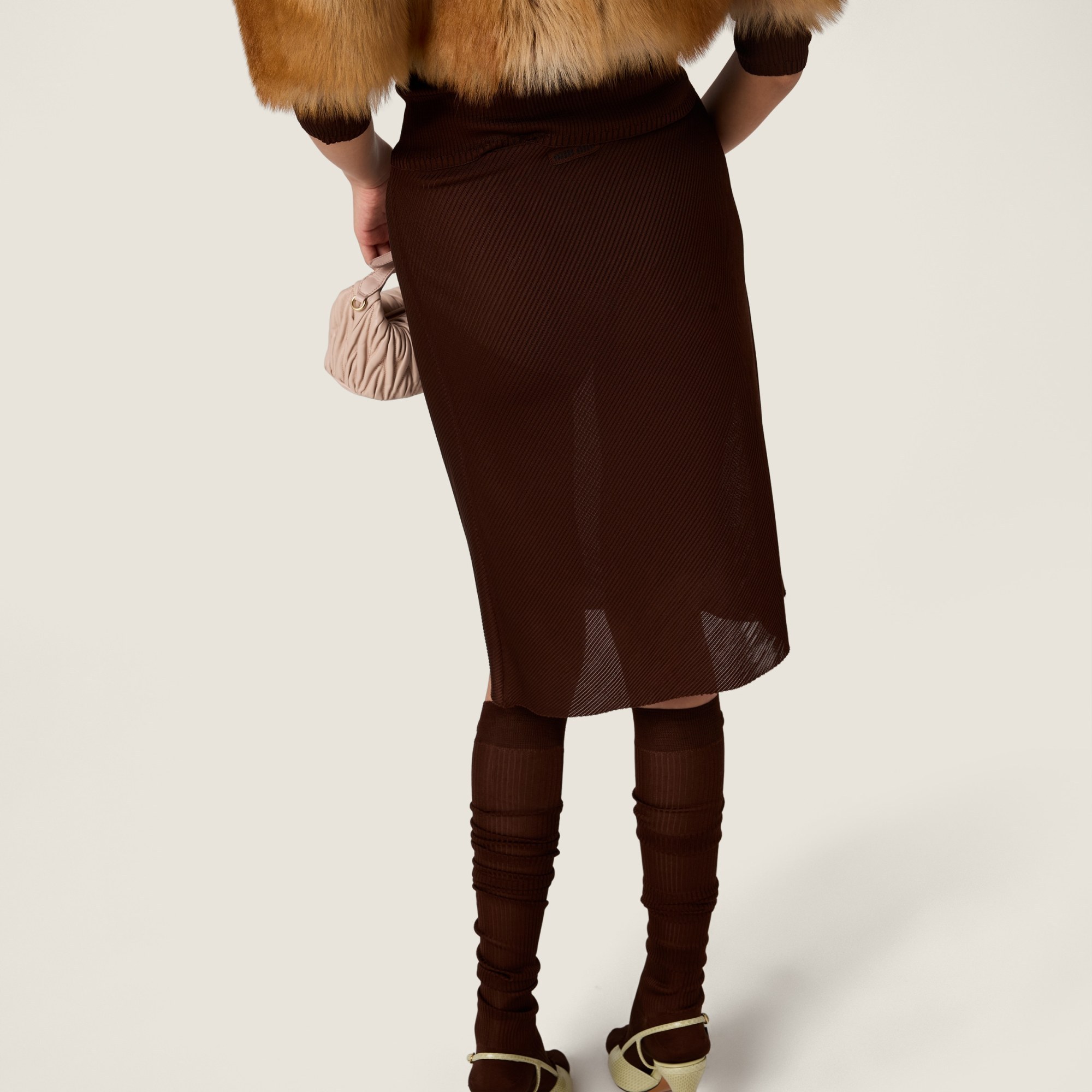 Miu Miu Silk Mid-length Skirts In Burgundy