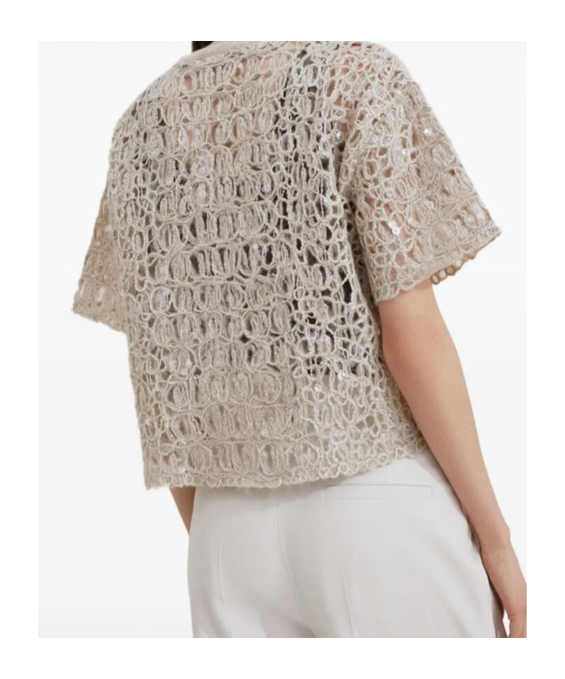Brunello Cucinelli Dazzling Croc Embroidery T-shirt In Gray