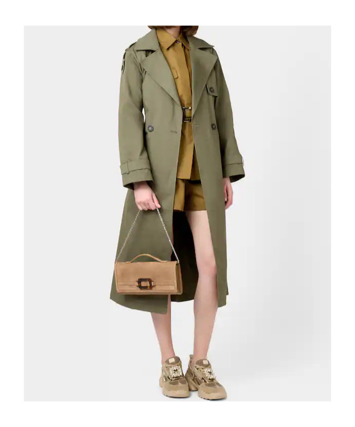Roger Vivier Belle Vivier Clutch In Suede In Brown
