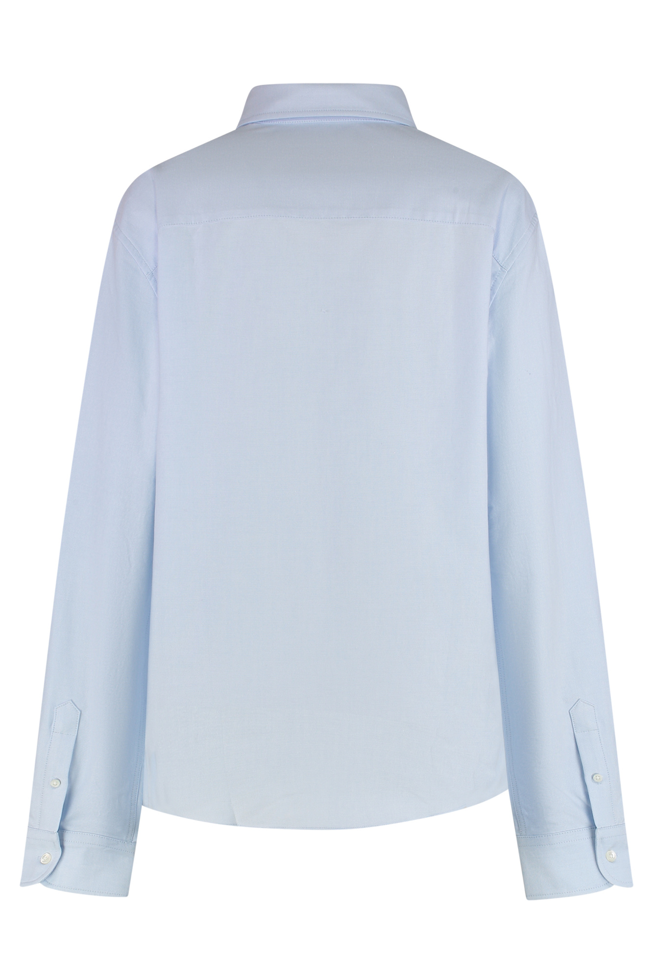 Ami Alexandre Mattiussi Long Sleeve Poplin Shirt With Rounded Hem In Blue