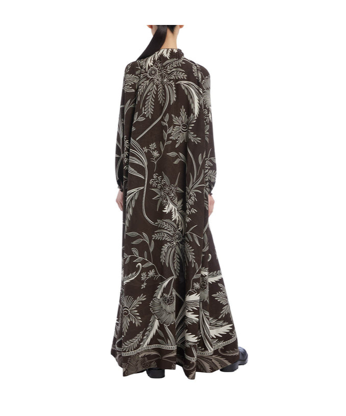 F.r.s For Restless Sleepers For Restless Sleepers Printed Silk Dress In Black