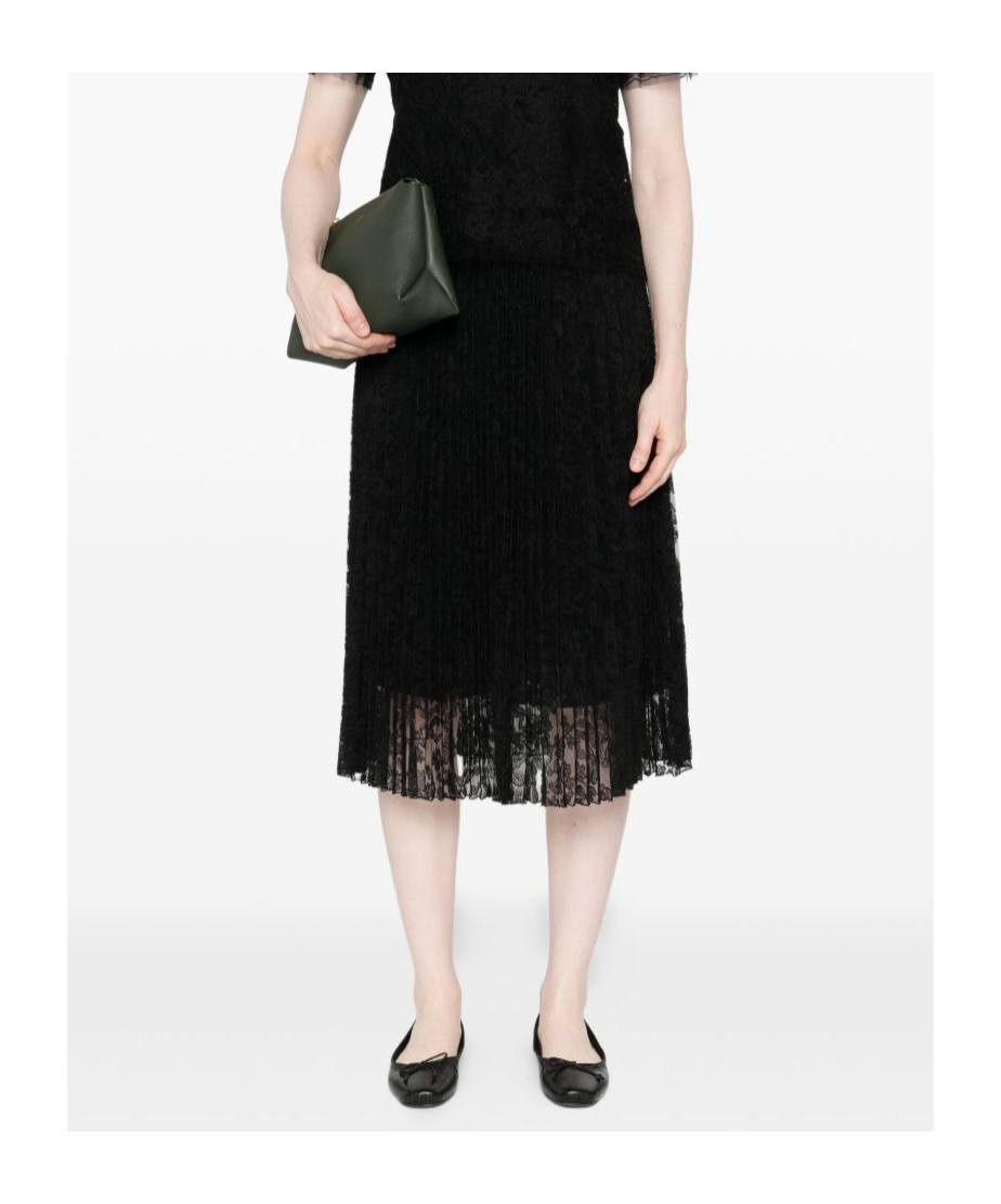 Ermanno Scervino Midi A-line Skirt Lace Overlay In Black