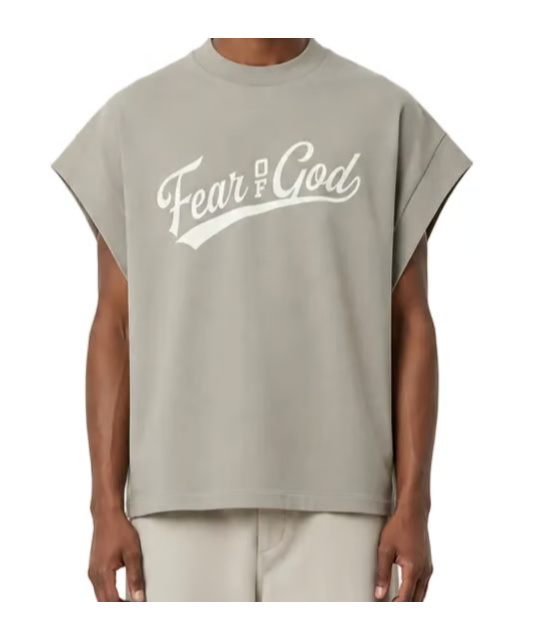 Essentials Fear Of God  90s Cut-off Logo T-shirt In Nude