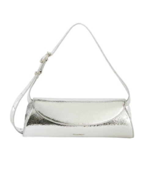 Jil Sander Small Cannolo Crackled Laminated Shoulder Bag In Blue