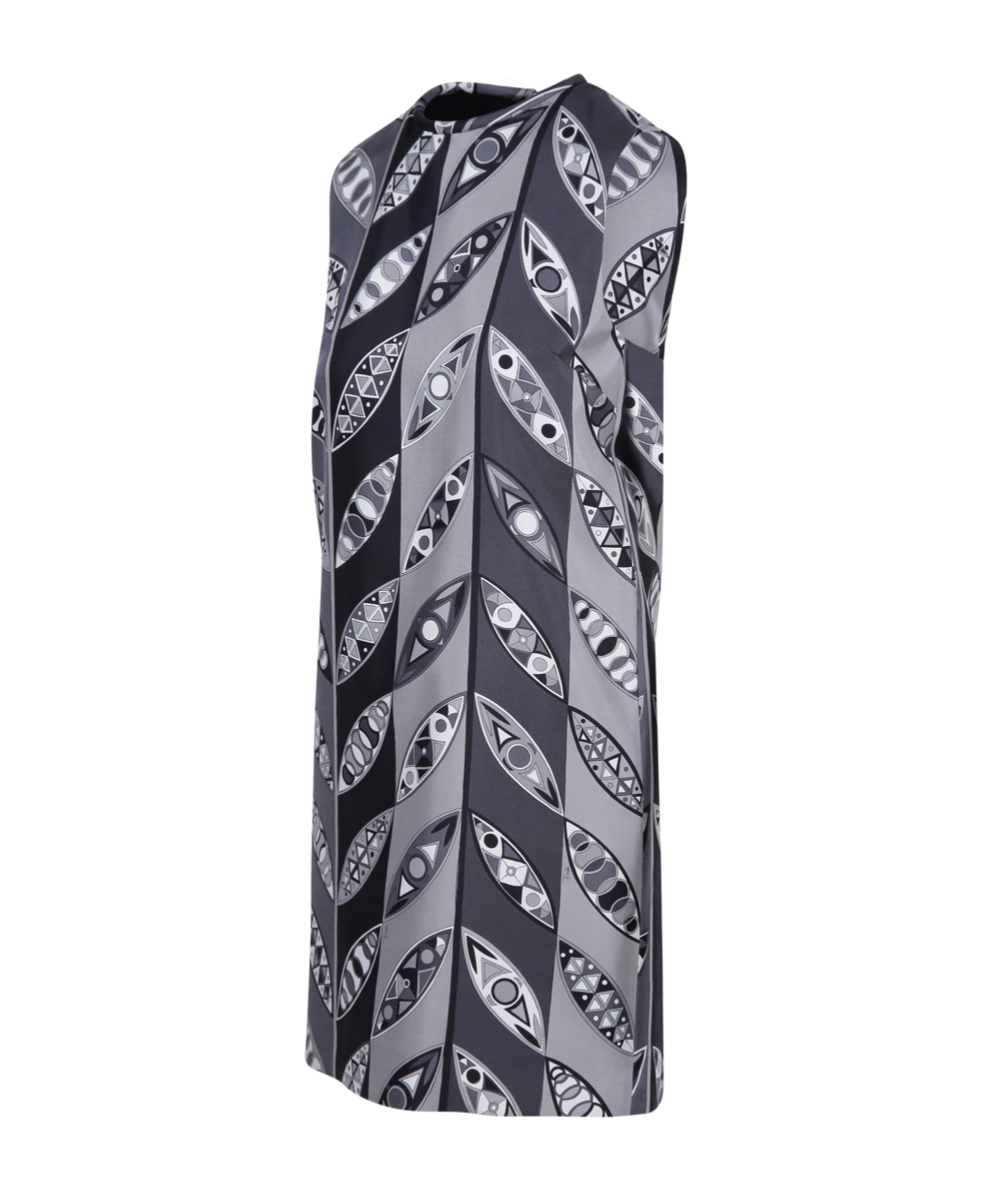 Emilio Pucci Abstract-print Silk Miniskirt In Gray