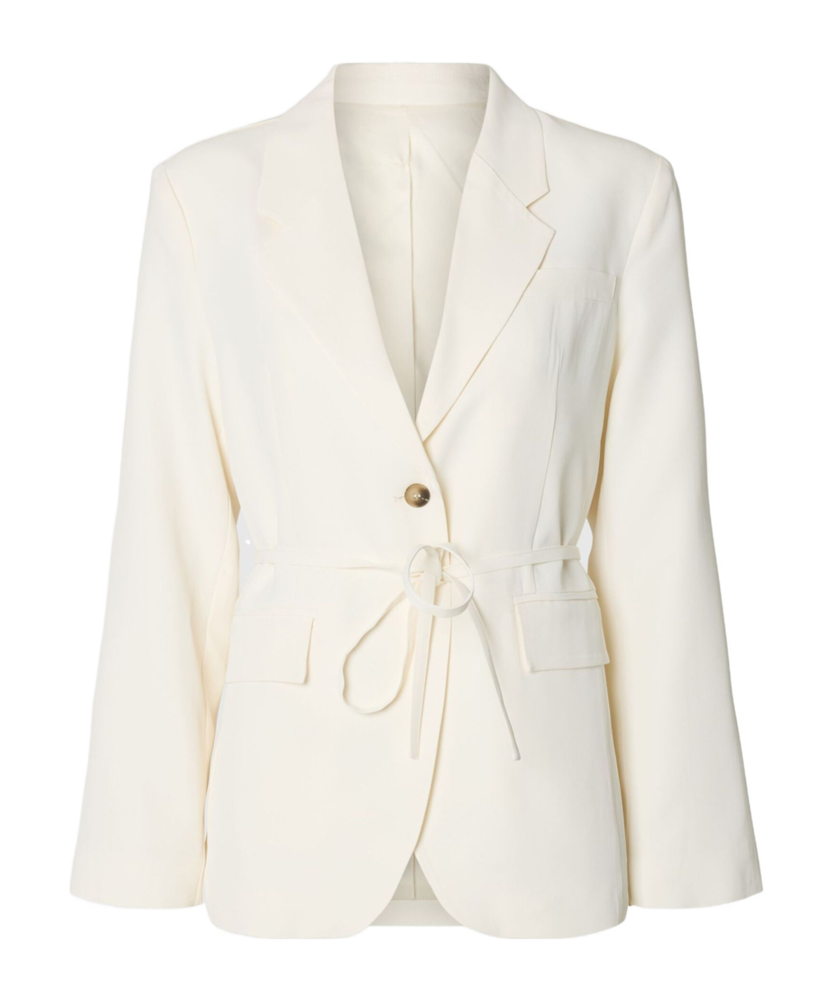 Selected Belted Oversized Blazer In White
