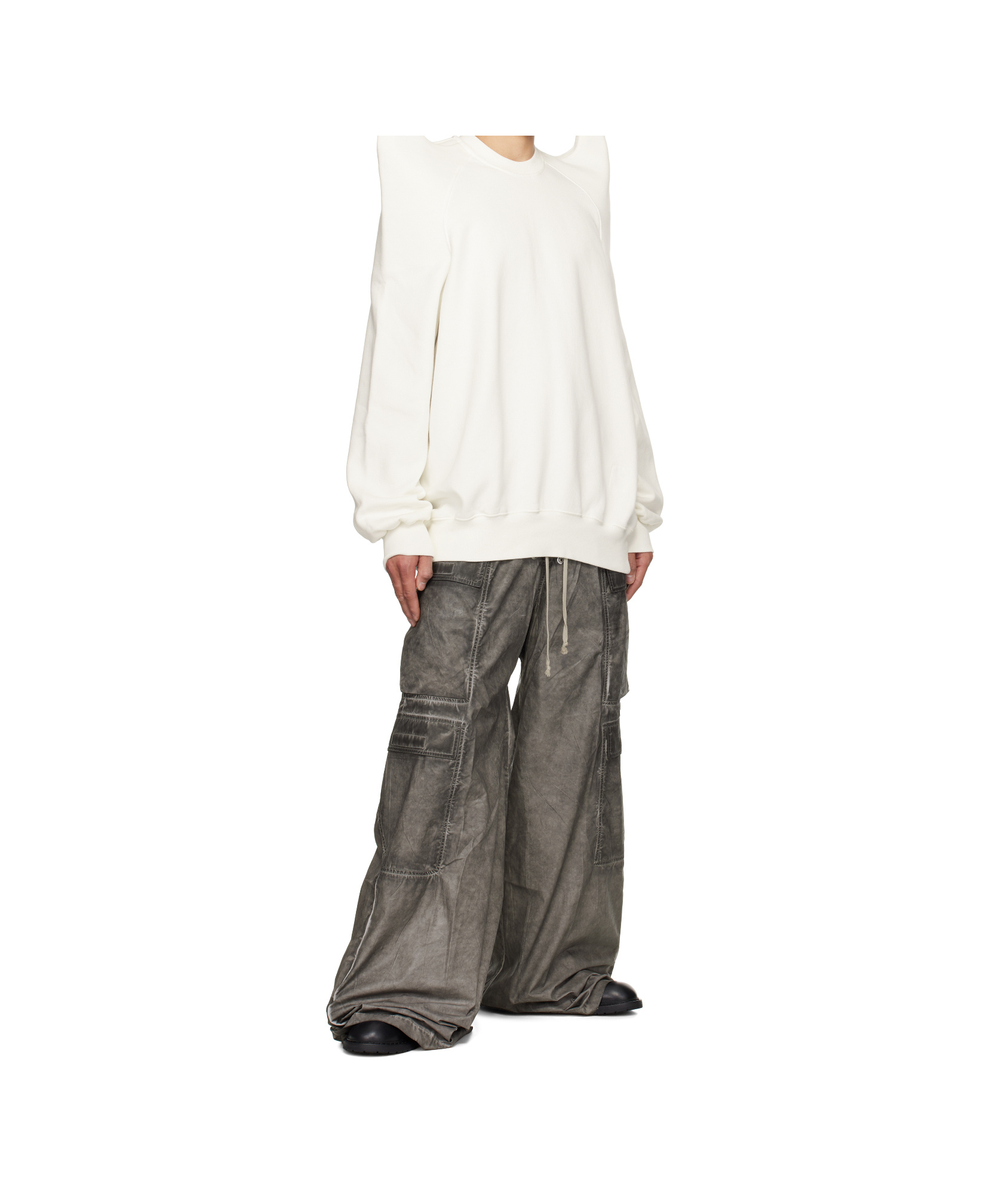 Rick Owens Drkshdw Off-white Hollywood Tecsweat Sweatshirt In Milk Color