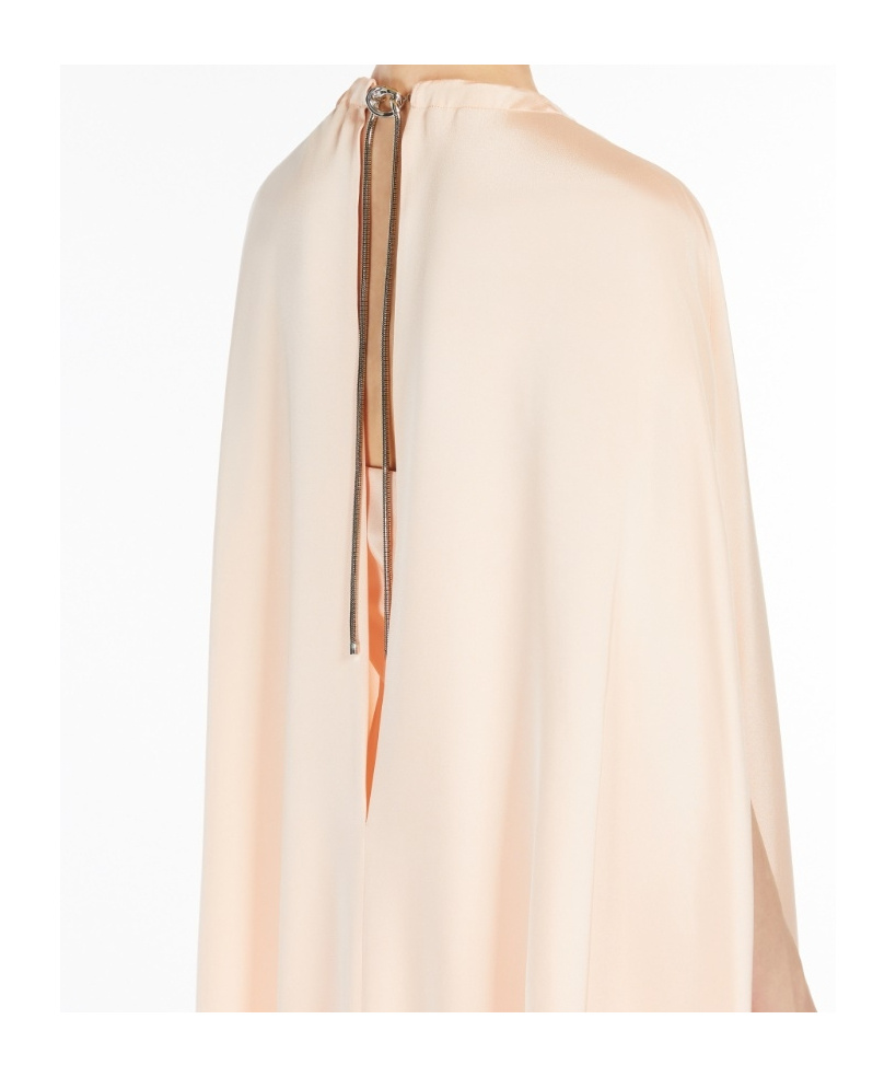 Max Mara Managua Silk Long Dress With Silk Cape And Metal Detail In Nude
