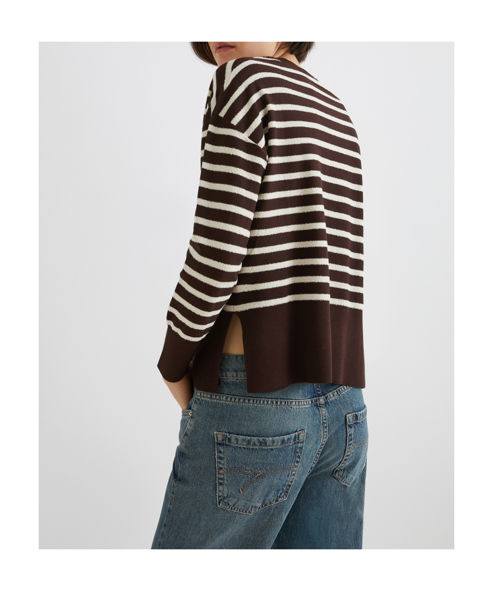 Marella Striped Bouclé Sweater - Brown In Brown