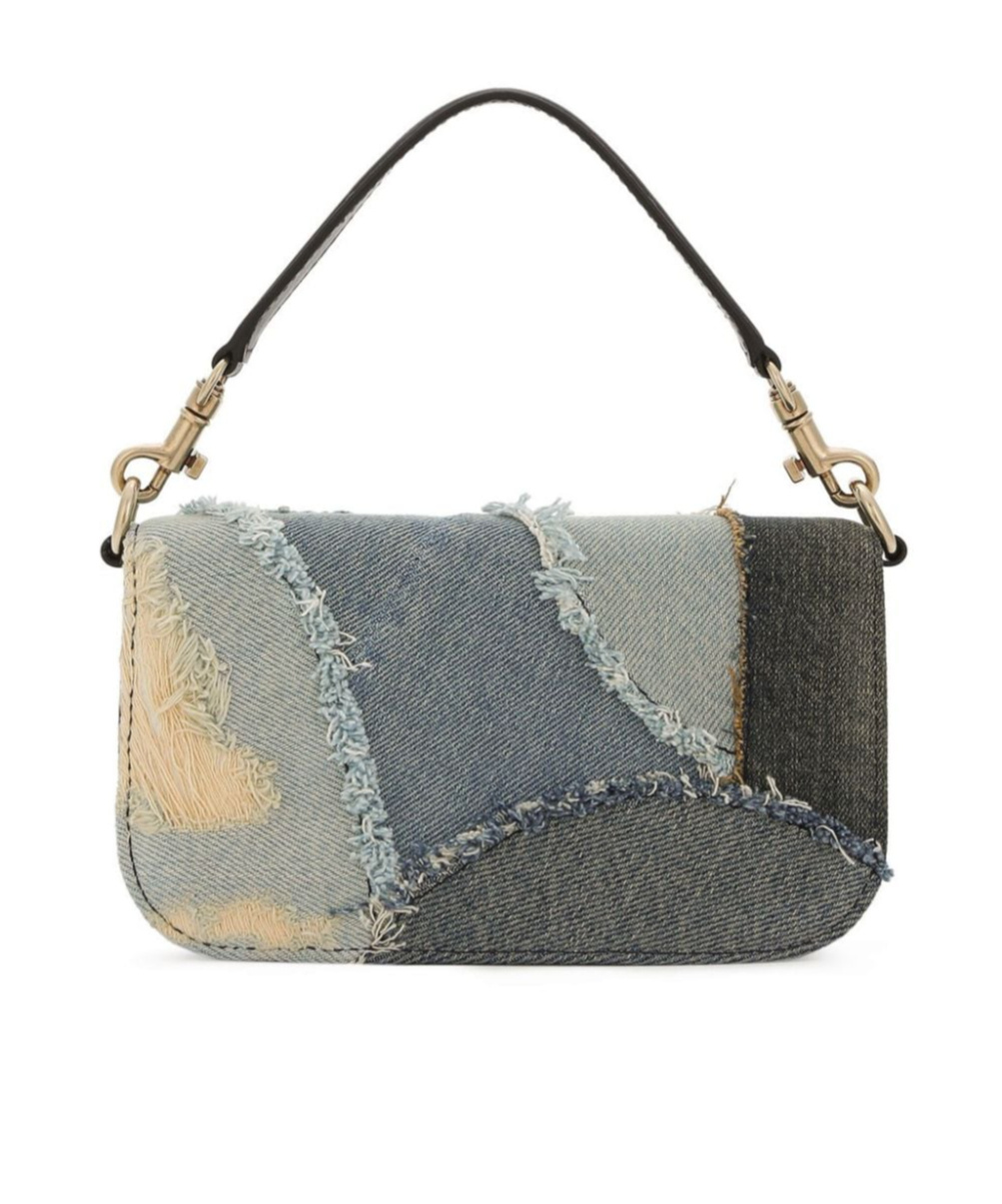 Dolce & Gabbana Logo Plaque Patchwork Denim Cross Body Bag In Gray