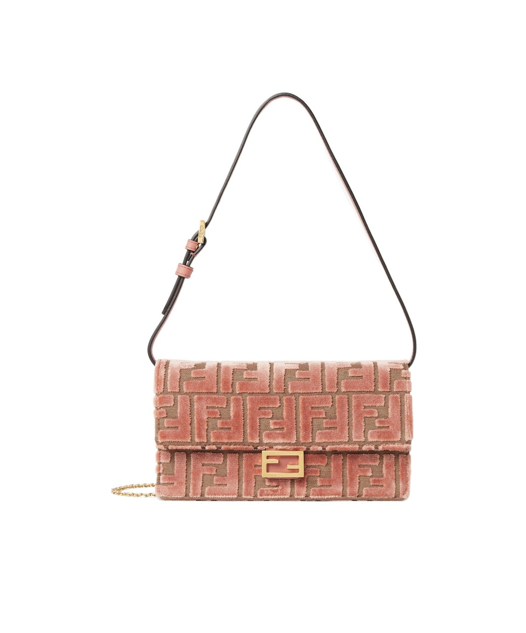 Fendi Pink Ff Jacquard Velvet Wallet