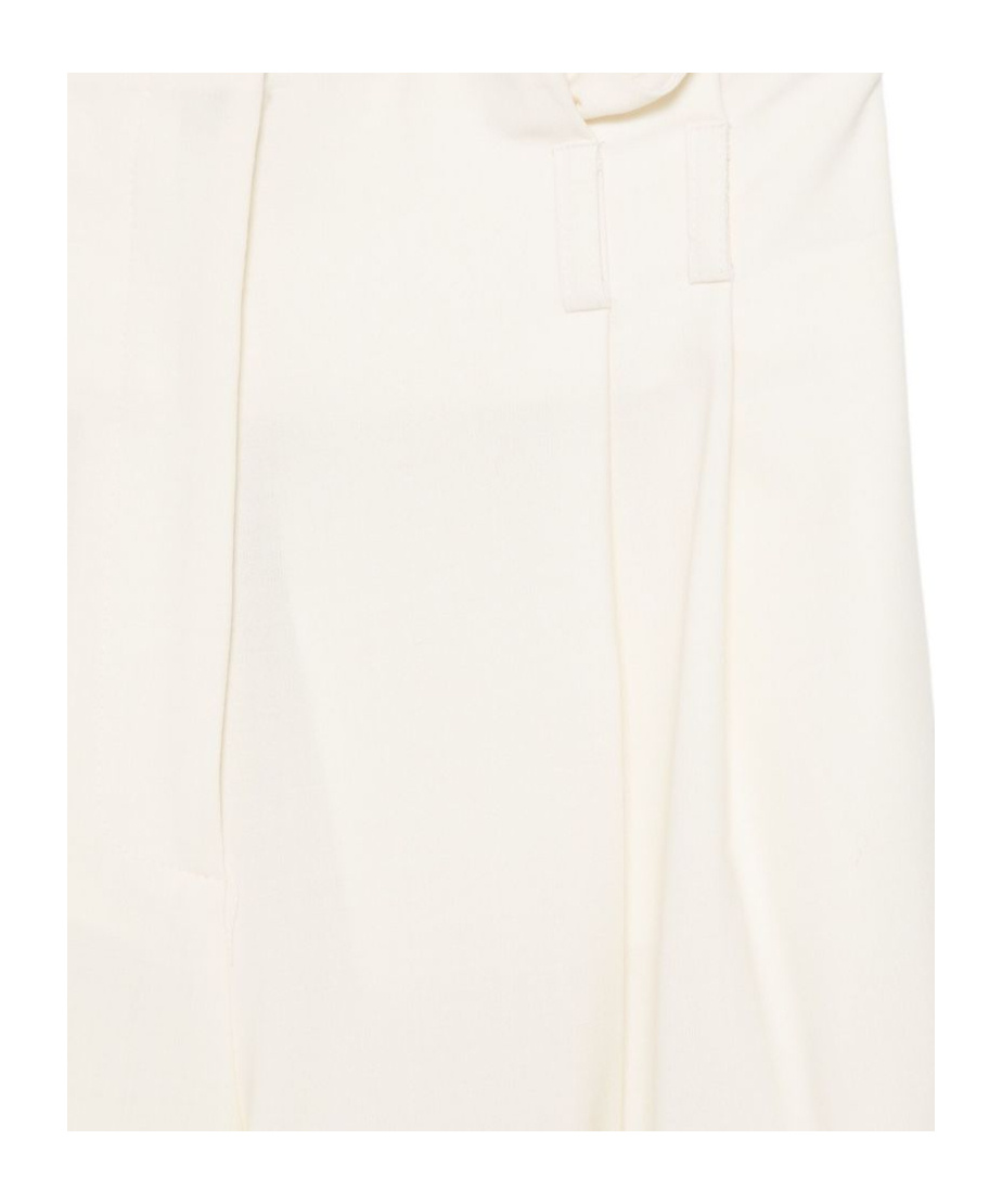 Semicouture High-waisted Wide-leg Wool Blend Trousers In White