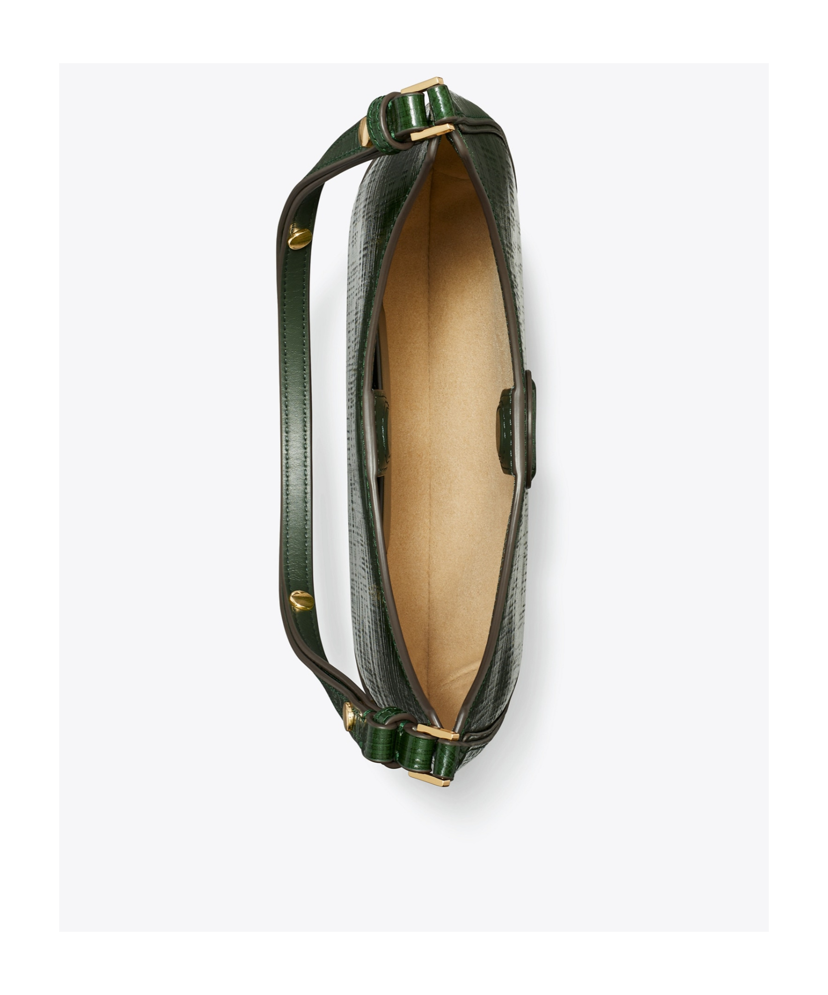 Tory Burch The Robinson Crosshatched Shoulder Bag In Green