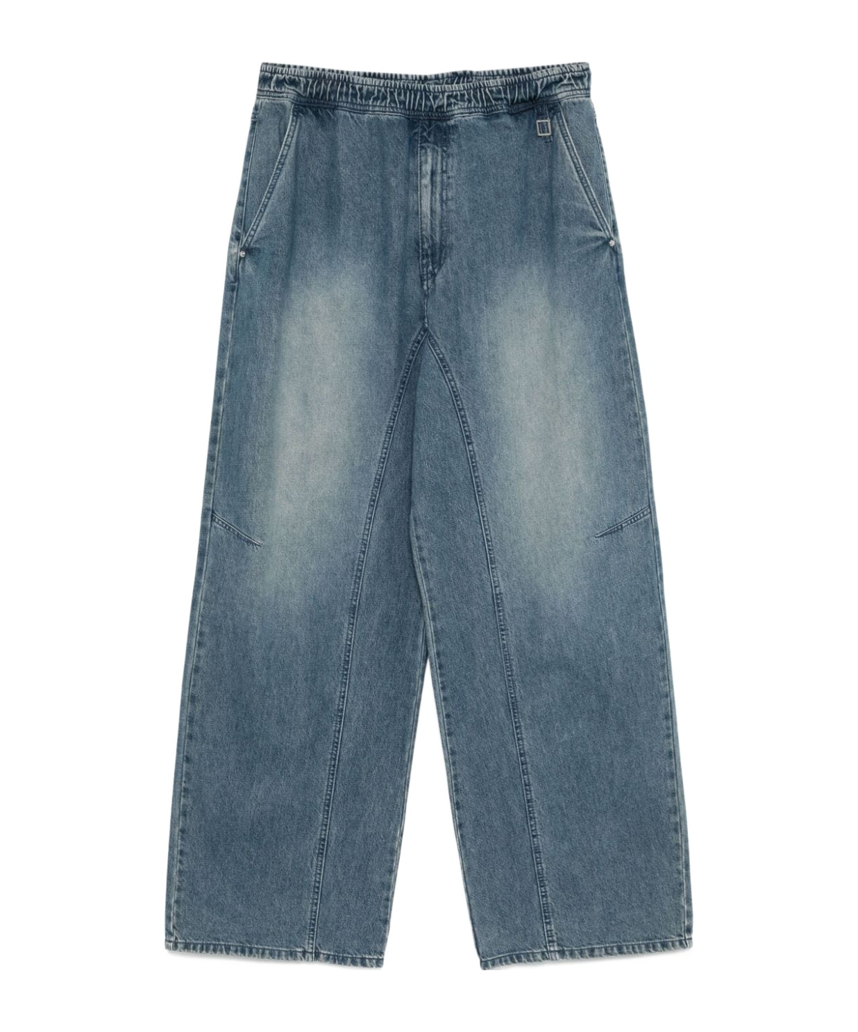 Wooyoungmi Wide Leg Drop Crotch Denim Trousers In Blue