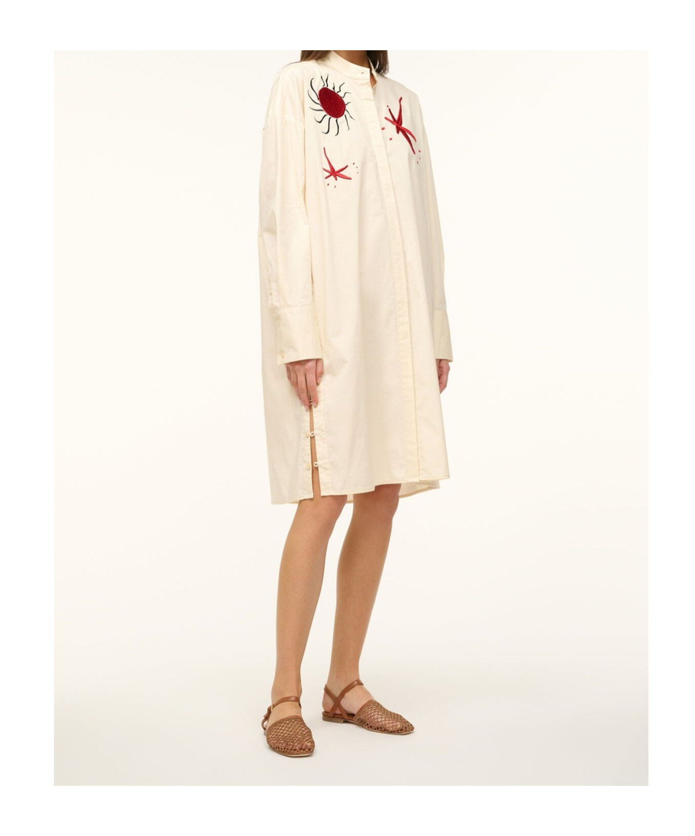 Staud Long-sleeved Dress In White