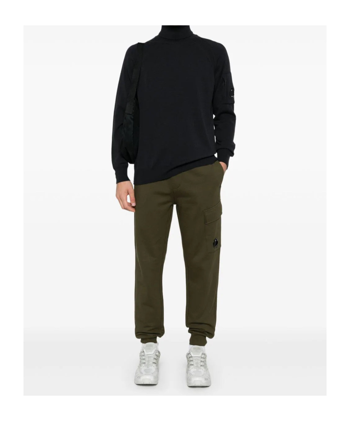 C.p. Company Lens-detail Cargo Track Pants In Green