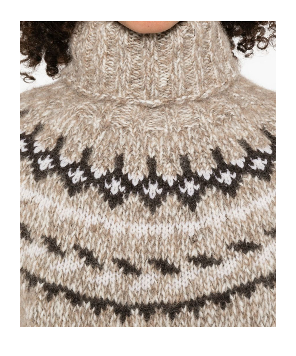P.a.r.o.s.h High Neck Knitwear With Fair Isle Design In Neutral