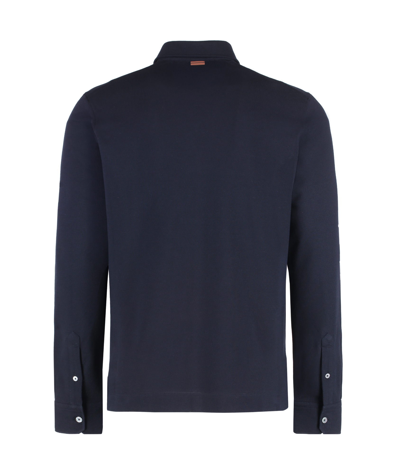 Shop Zegna Long Sleeved Polo Shirt In Black