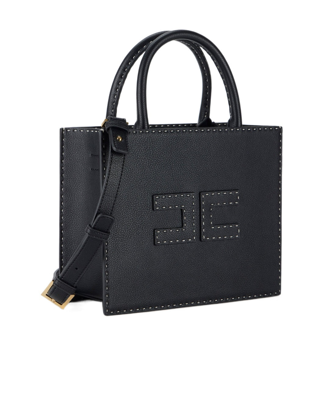 ELISABETTA FRANCHI SMALL CONTRASTING-TOPSTITCHING TOTE BAG